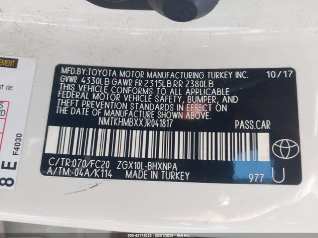 NMTKHMBXXJR041817 Toyota C-hr Xle Premium