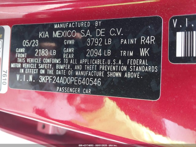 3KPF24AD0PE640546 KIA Forte Lxs