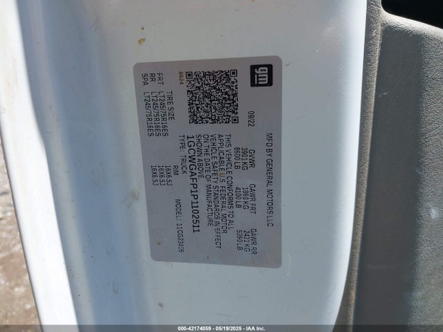 42174059 :رقم المزاد ، 1GCWGAFP1P1102511 vin ، 2023 Chevrolet Express Cargo Rwd 2500 Regular Wheelbase Wt مزاد بيع