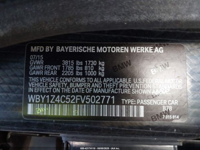 WBY1Z4C52FV502771 BMW I3 Base W/range Extender