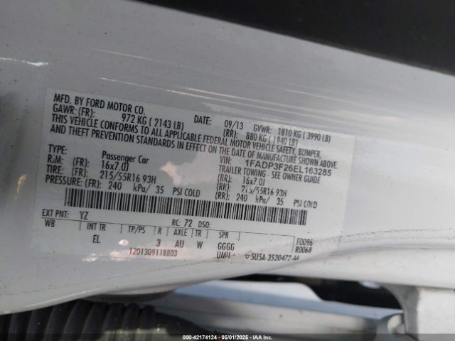 1FADP3F26EL163285 Ford FOCUS SE