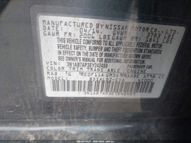 3N1AB7AP3EY242459 Nissan SENTRA SV