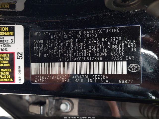 4T1G11AK0RU847846 Toyota CAMRY SE