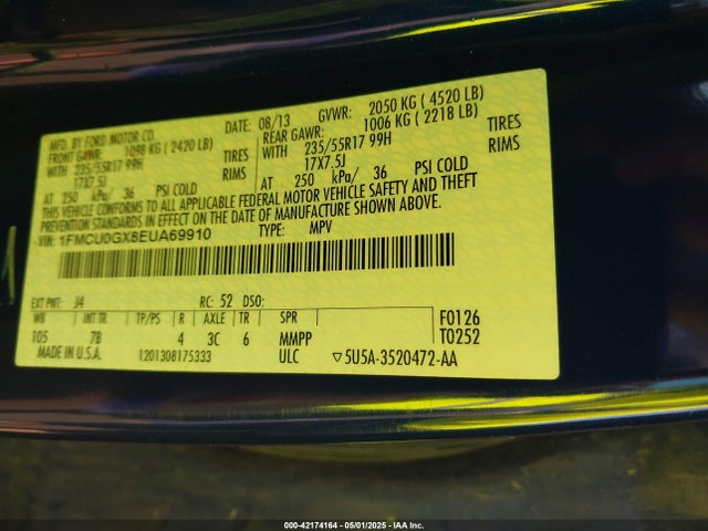 1FMCU0GX8EUA69910 Ford ESCAPE SE
