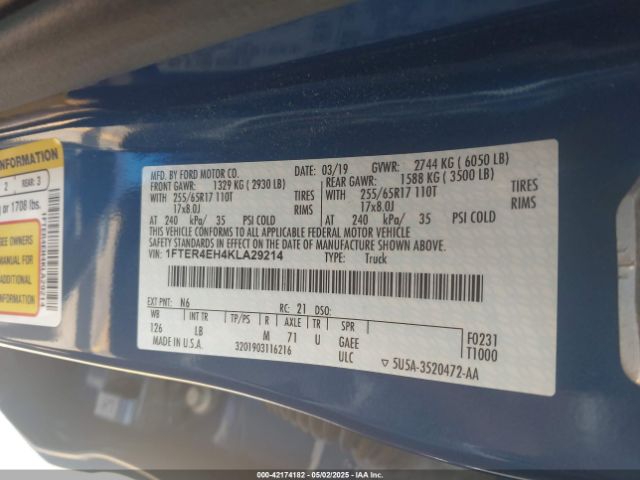2019 FORD RANGER 1FTER4EH4KLA29214 Photo 8