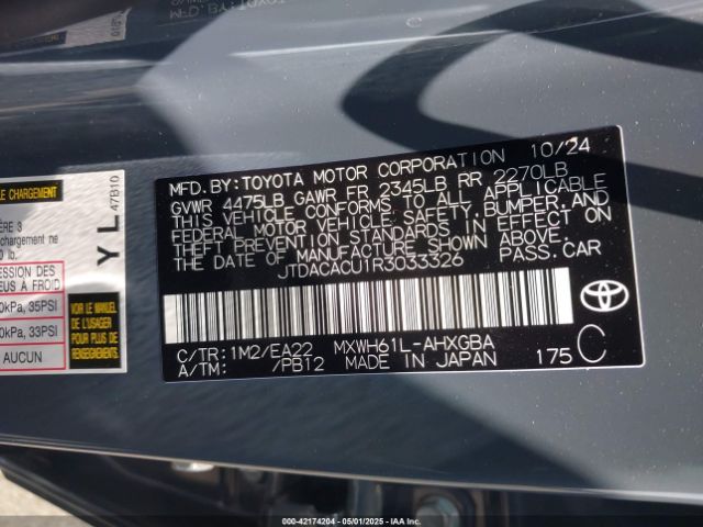JTDACACU1R3033326 Toyota Prius Prime Xse