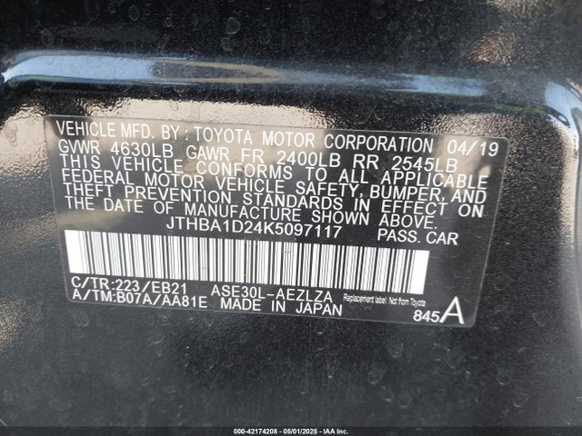 JTHBA1D24K5097117 Lexus 8ar-fts