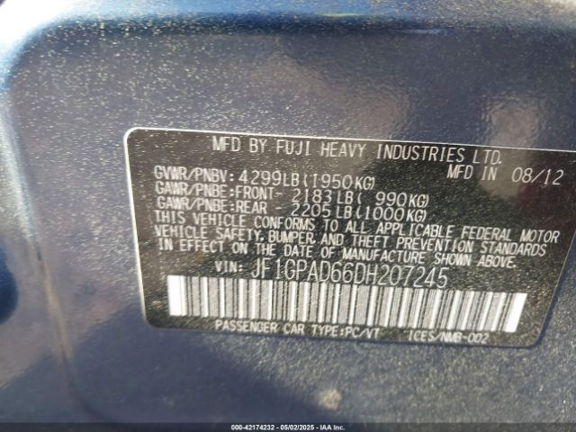 2013 SUBARU IMPREZA JF1GPAD66DH207245 Photo 8