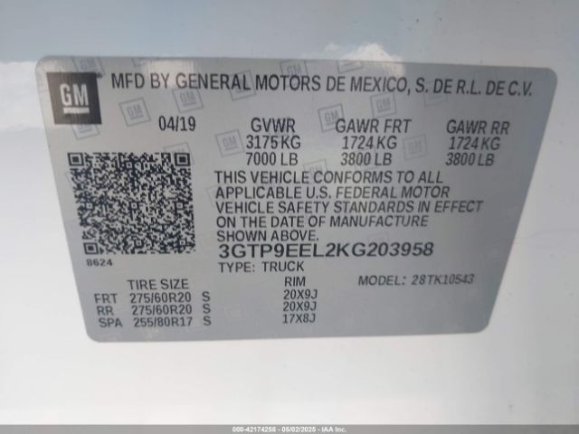 2019 GMC SIERRA 1500 3GTP9EEL2KG203958 Photo 8