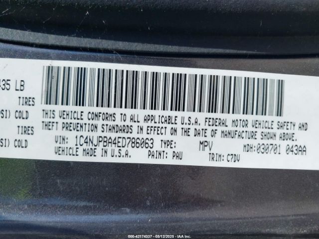 1C4NJPBA4ED786063 Jeep Patriot Sport