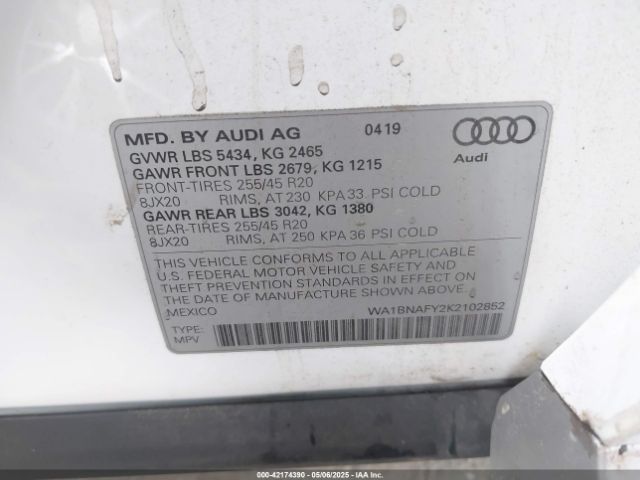 WA1BNAFY2K2102852 Audi Q5 45 Premium