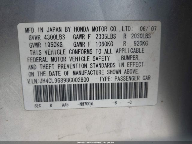 2008 ACURA TSX JH4CL96898C002800 Photo 8