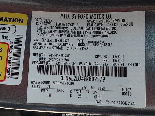 Lincoln MKZ HYBRID 2014 3LN6L2LU4ER802579 Image 9