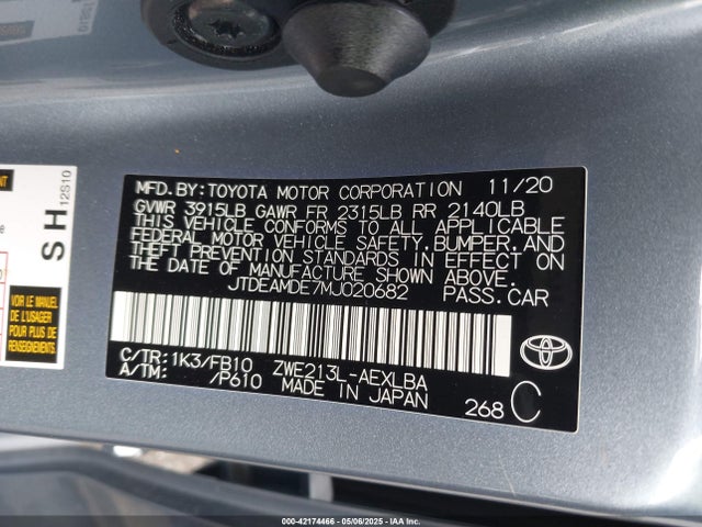 Toyota Corolla Hybrid Le 2021 JTDEAMDE7MJ020682 Image 9