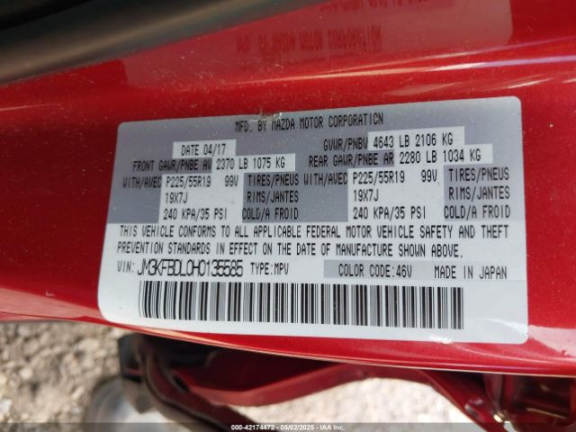JM3KFBDL0H0135585 Mazda Cx-5 Grand Touring