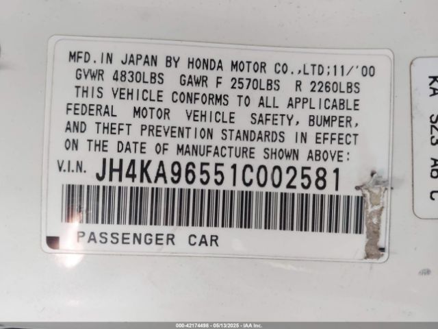 2001 ACURA RL JH4KA96551C002581 Photo 8