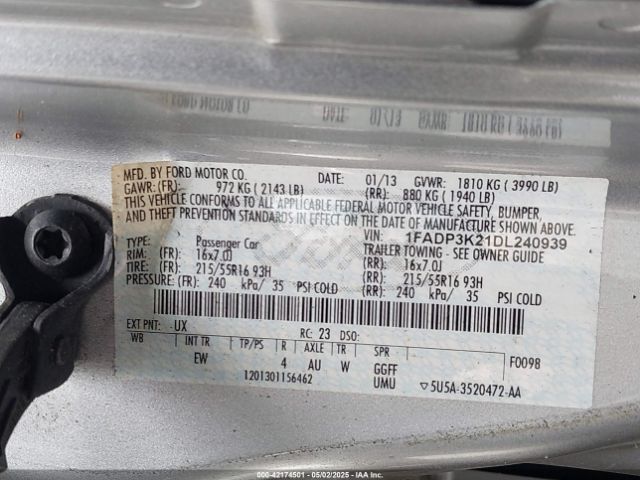2013 FORD FOCUS 1FADP3K21DL240939 Photo 8