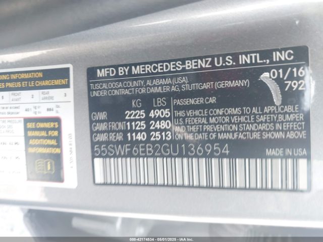 2016 MERCEDES-BENZ C 450 AMG 55SWF6EB2GU136954 Photo 8