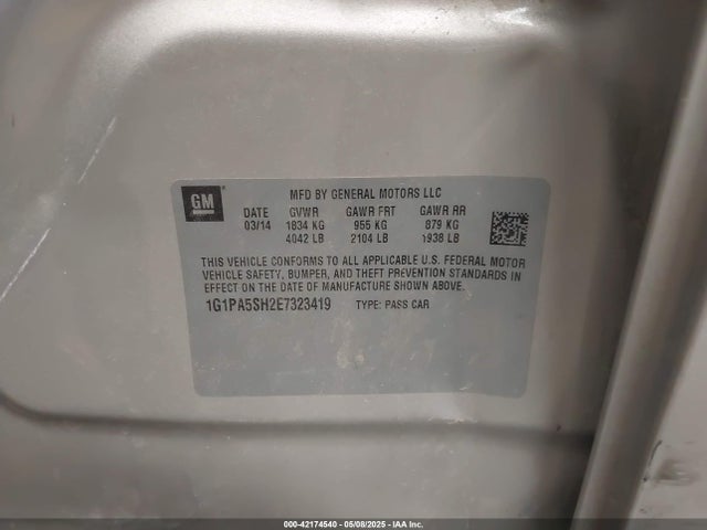1G1PA5SH2E7323419 Chevrolet Cruze Ls Auto