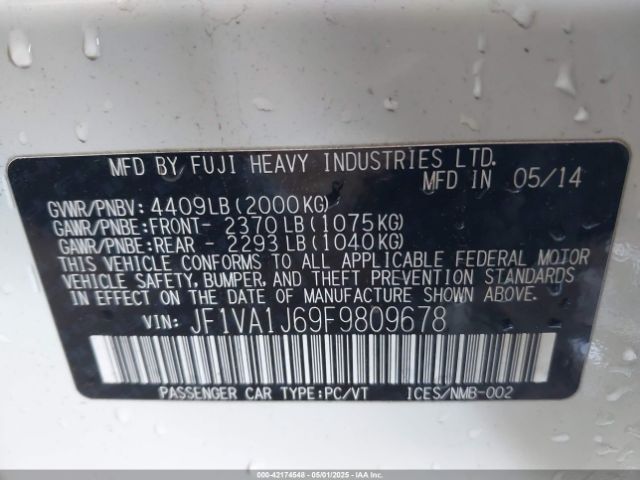 JF1VA1J69F9809678 Subaru Wrx Limited