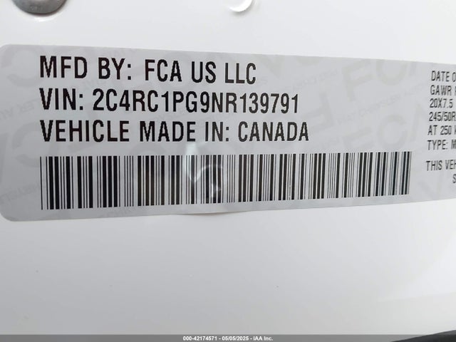 Chrysler Pacifica Pinnacle 2022 2C4RC1PG9NR139791 Image 9