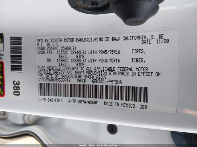 3TMCZ5AN6MM389742 Toyota 2gr-fks