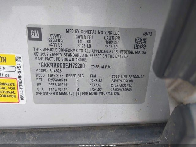 1GKKRRKD0EJ172280 GMC Acadia Slt-1