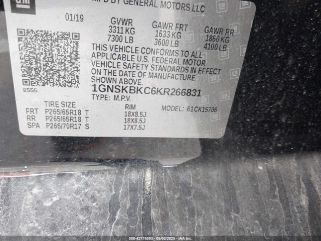 1GNSKBKC6KR266831 Chevrolet Tahoe Lt