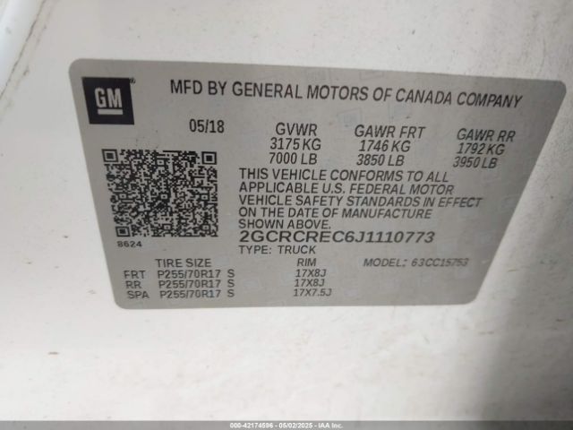 2GCRCREC6J1110773 Chevrolet Silverado 1500 1lt