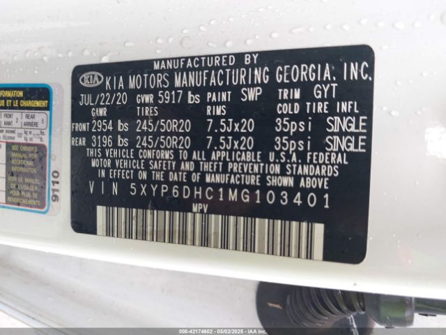 2021 KIA TELLURIDE 5XYP6DHC1MG103401 Photo 8