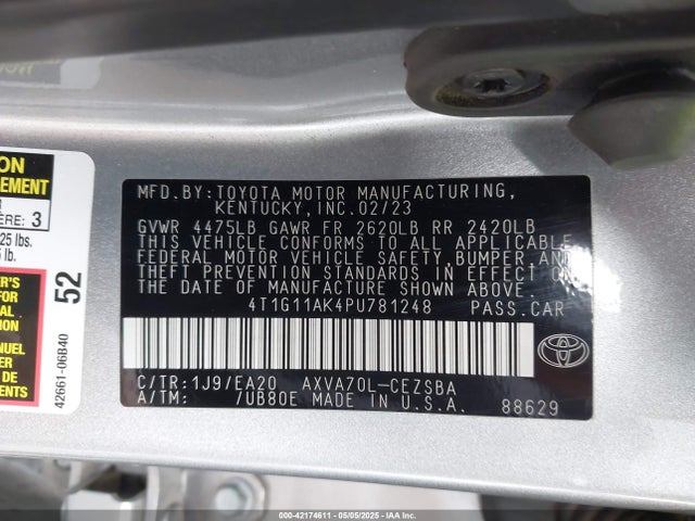 4T1G11AK4PU781248 Toyota CAMRY SE