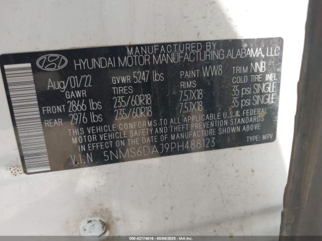 5NMS6DAJ9PH488123 Hyundai gdi theta iii