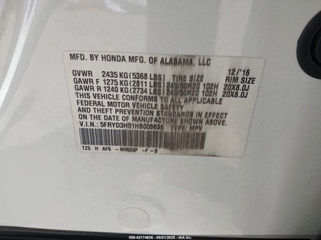 5FRYD3H51HB006636 Acura Mdx Technology Package