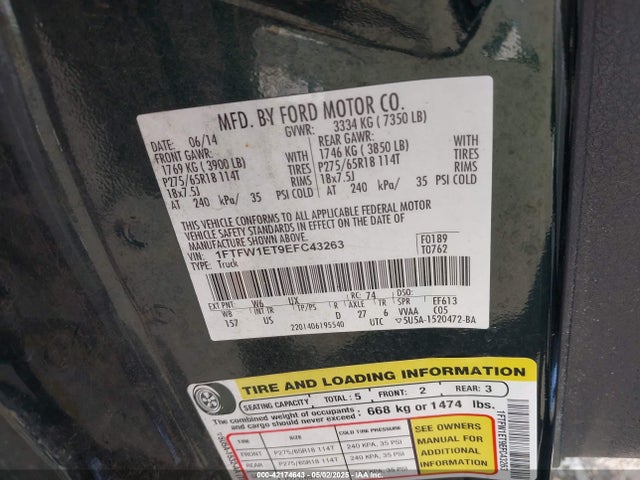 Ford 2014 2014 1FTFW1ET9EFC43263 Image 9