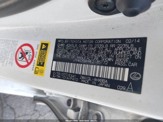 JTHKD5BH9E2185172 Lexus CT 200H