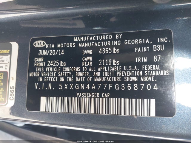 5XXGN4A77FG368704 KIA OPTIMA EX