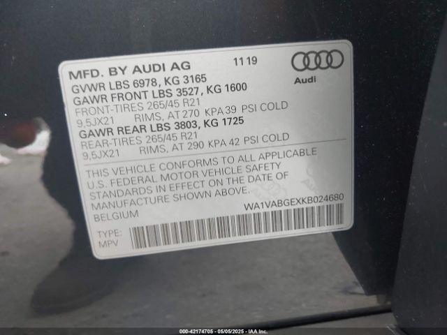 2019 AUDI E-TRON WA1VABGEXKB024680 Photo 8
