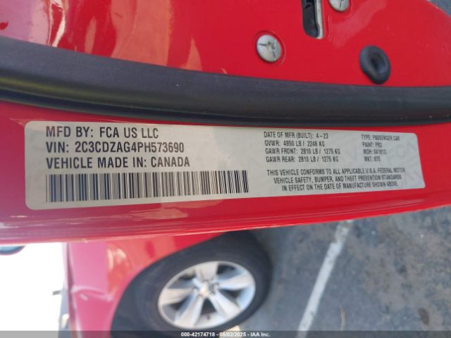 2023 DODGE CHALLENGER 2C3CDZAG4PH573690 Photo 8