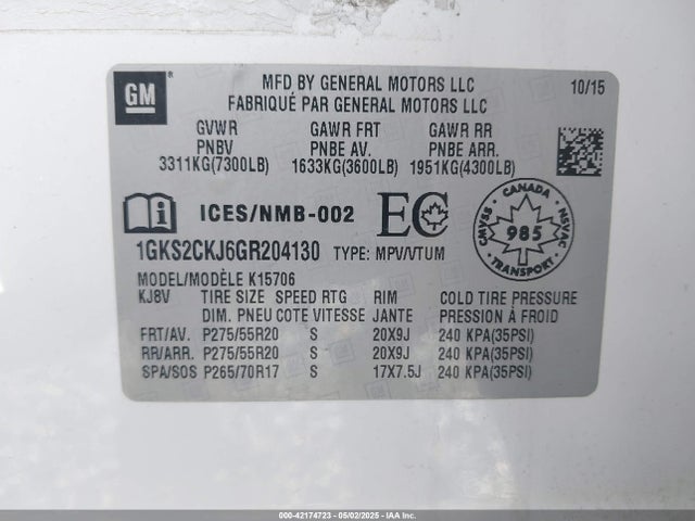 1GKS2CKJ6GR204130 GMC YUKON DENALI