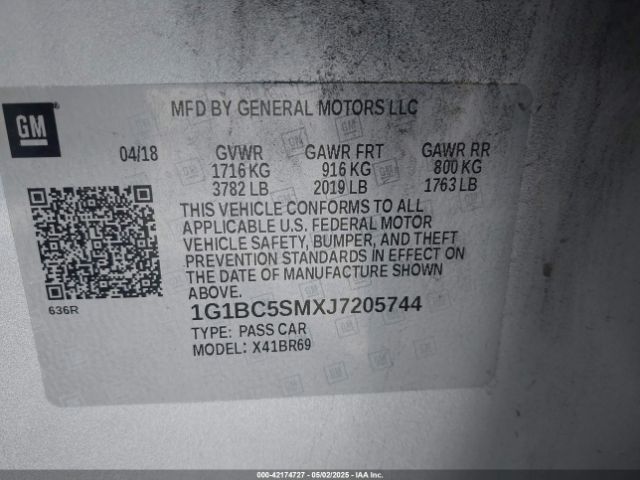 1G1BC5SMXJ7205744 Chevrolet Cruze Ls Auto