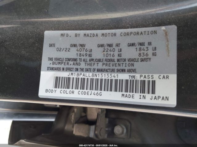 2022 MAZDA MAZDA3 JM1BPALL8N1515541 Photo 8