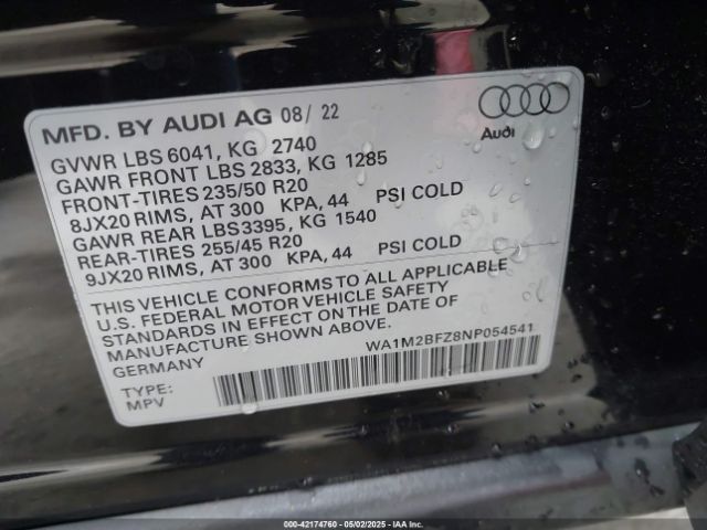 WA1M2BFZ8NP054541 Audi q4