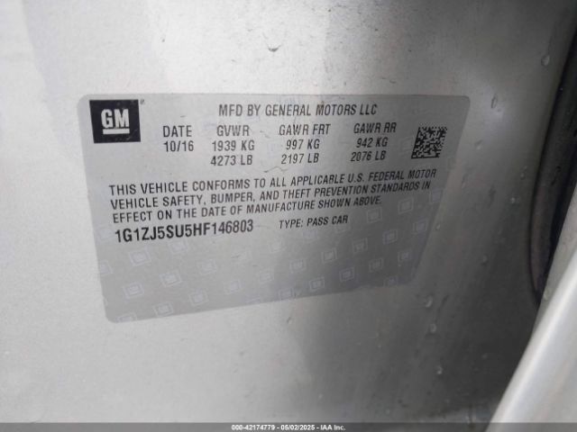 1G1ZJ5SU5HF146803 Chevrolet MALIBU HYBRID