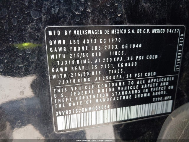 3VVRX7B2XNM068564 Volkswagen Taos 1.5t Se
