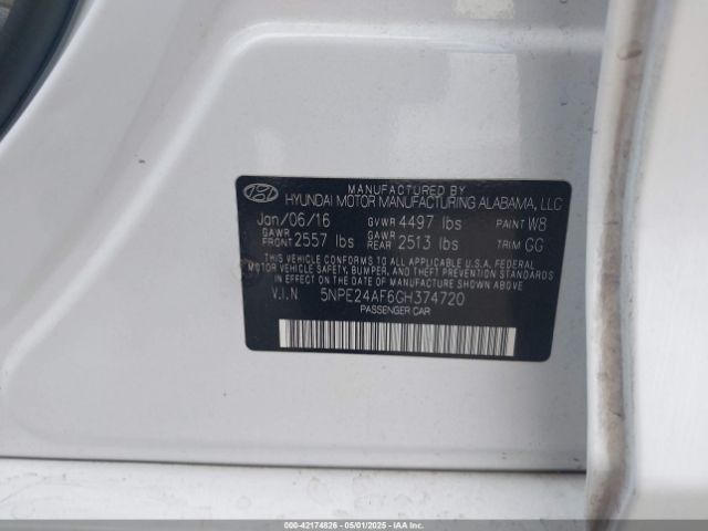 5NPE24AF6GH374720 Hyundai dohc gdi theta-ii