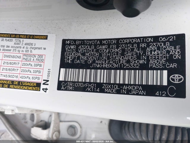 JTNKHMBX3M1125332 Toyota 3zr-fae