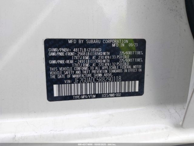 JF2GUADC5R8290118 Subaru Crosstrek Premium