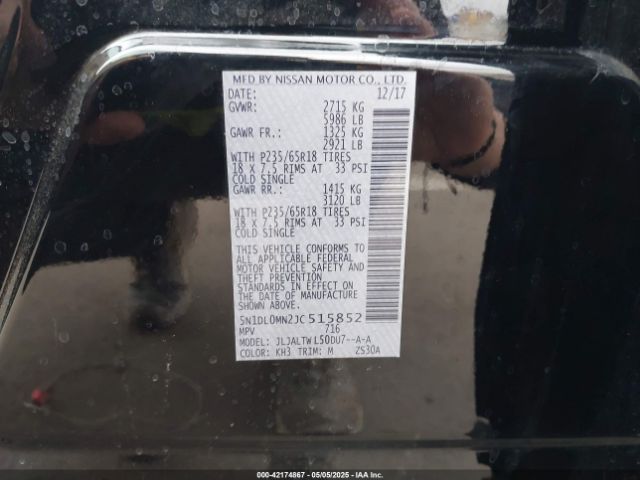 5N1DL0MN2JC515852 Infiniti QX60