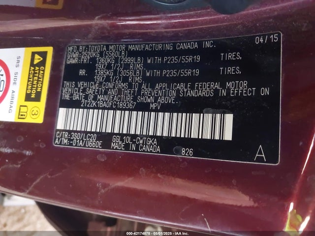 Lexus 2gr-fe 2015 2T2ZK1BA0FC189367 Image 9