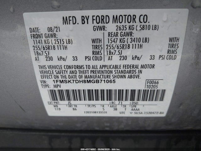 2021 FORD EXPLORER 1FMSK7DH8MGB71065 Photo 8
